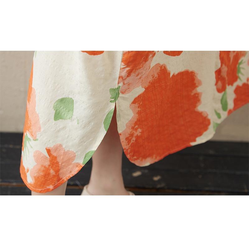 DIMANAF 2025 Женское Весеннее Длинное Платье Большого Размера Оверсайз Свободное Платье Базовое Повседневное Макси Цветочный Принт Винтаж