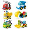 Large Particle Building Blocks Car Creative City Construction Forklift Crane Excavator Vehicle DIY Bricks Toy For Kids Xmas Gift