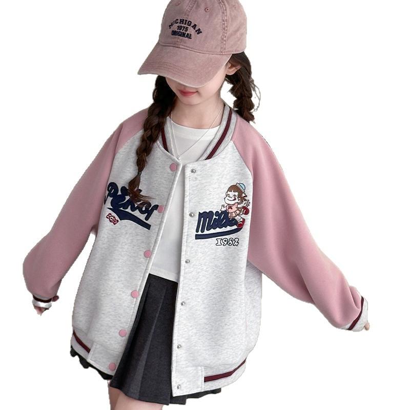 Girls Baseball Jacket for Spring Autumn Comfortable Casual Sporty Top