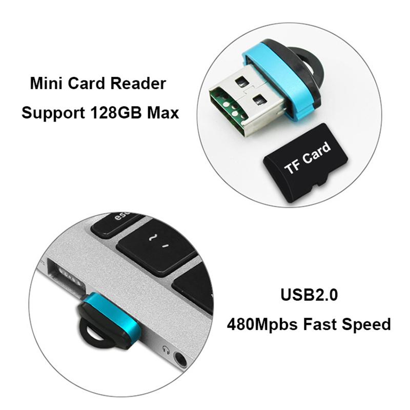 VAORLO USB2.0 Mini Card Reader 480 Мбит/с, быстрая передача данных, высокая совместимость для компьютеров, ПК, ноутбуков, высокая скорость