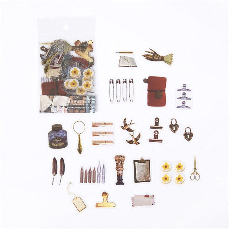 8 Designs Plant Flower Mushroom Ginkgo Pet Deco Diary Stickers Scrapbooking Planner Decorative Stationery Stickers Transparent