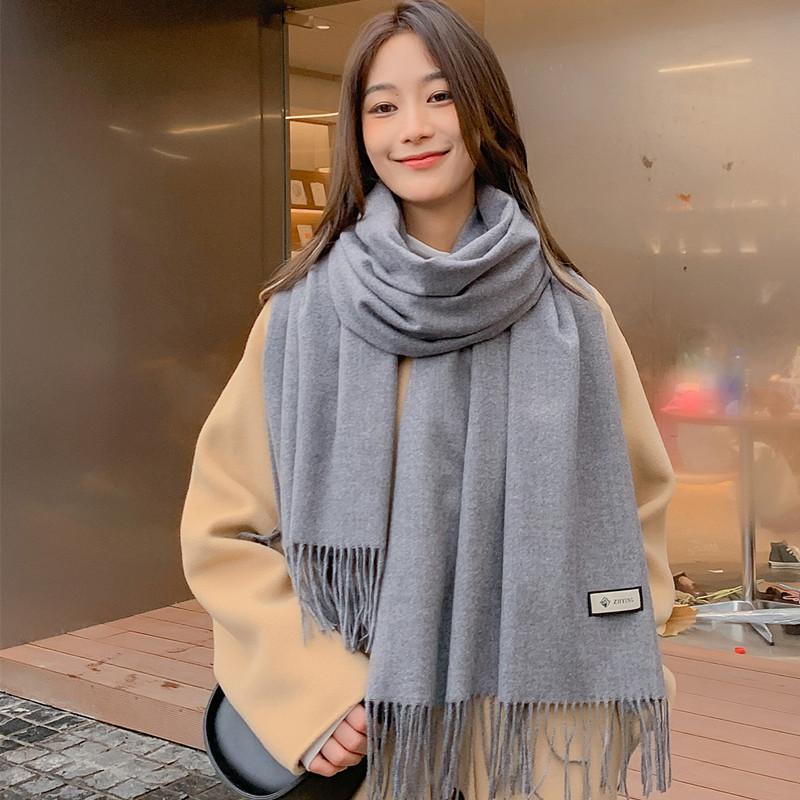 Women'S Thick Warm Solid Color Scarf Autumn And Winter New Style Cashmere Scarf Versatile Wool Scarf