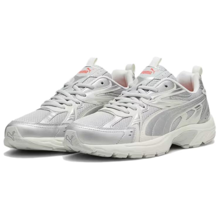 Puma Milenio Удобные Легкие Нескользящие Прочные Низкие Повседневные Беговые Кроссовки Унисекс Серебристо-Белый 392322-06