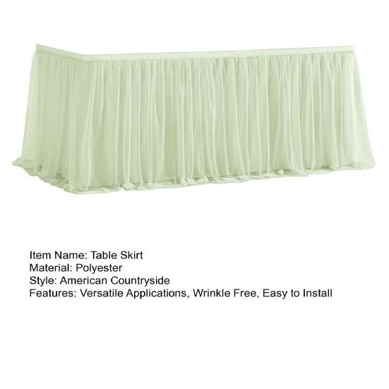 Tulle Table Skirt for Rectangular Tables 4/6/9ft Wrinkle Free Table Cloth with Tutu Skirt Reusable Tablecloth for Wedding Bridal Shower Birthday Party
