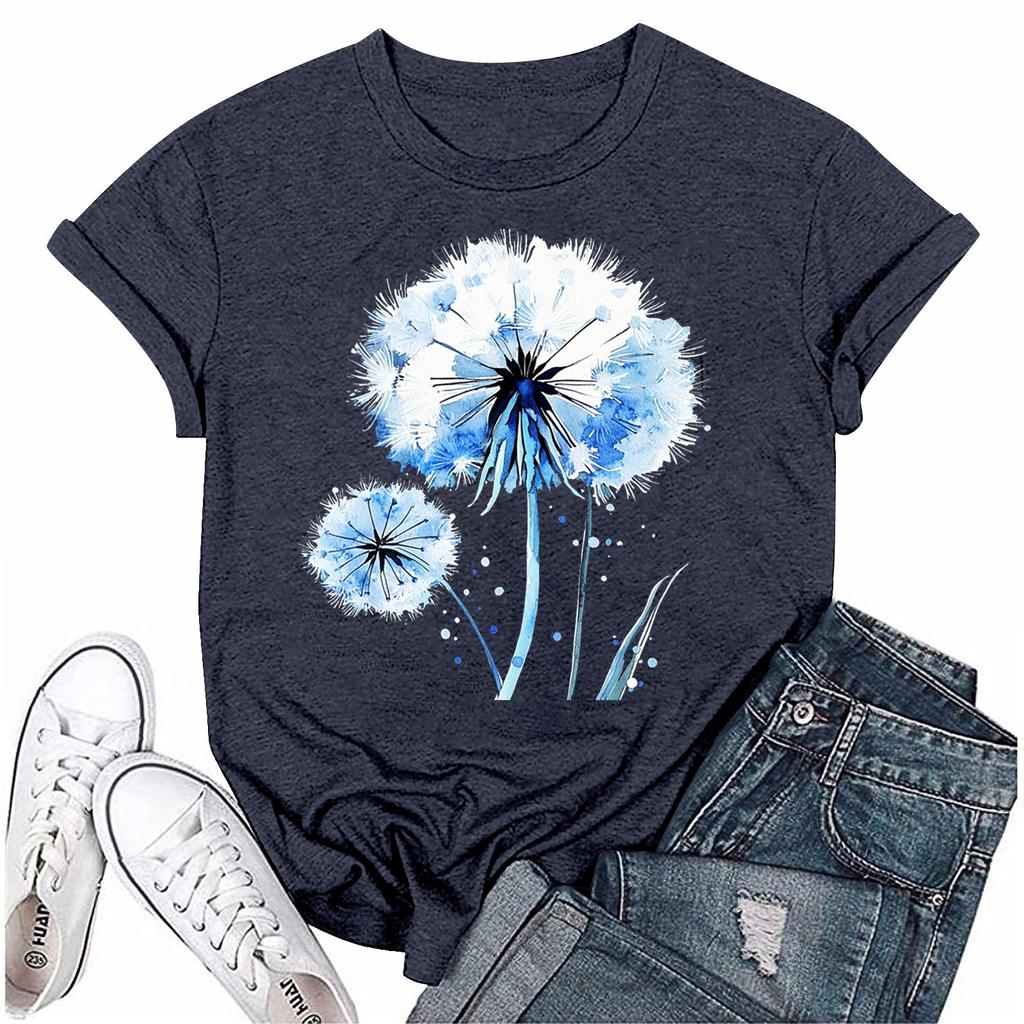 Женская мода с принтом, круглым вырезом, коротким рукавом, футболка, пуловер, топ