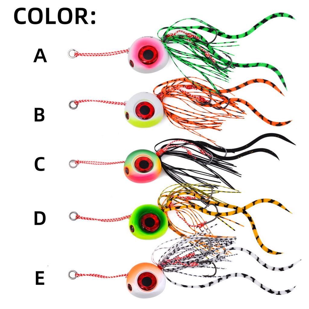 Sea Fishing Flame Moon Iron Plate Metal Lead Fish Bearded Squid Double Hooks Luminous Lure Bait Red Snapper Head