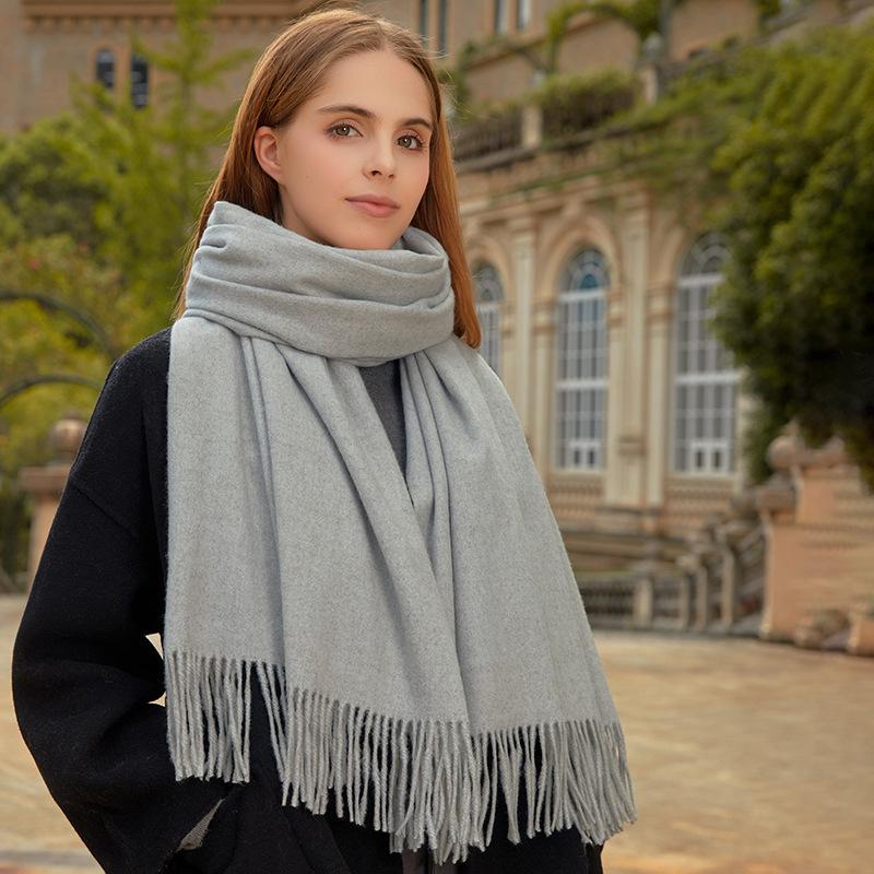 Wool Scarf Autumn and Winter Korean Style Cashmere Scarf Women's Winter New Style Women's Shawl Solid Color Scarf Versatile