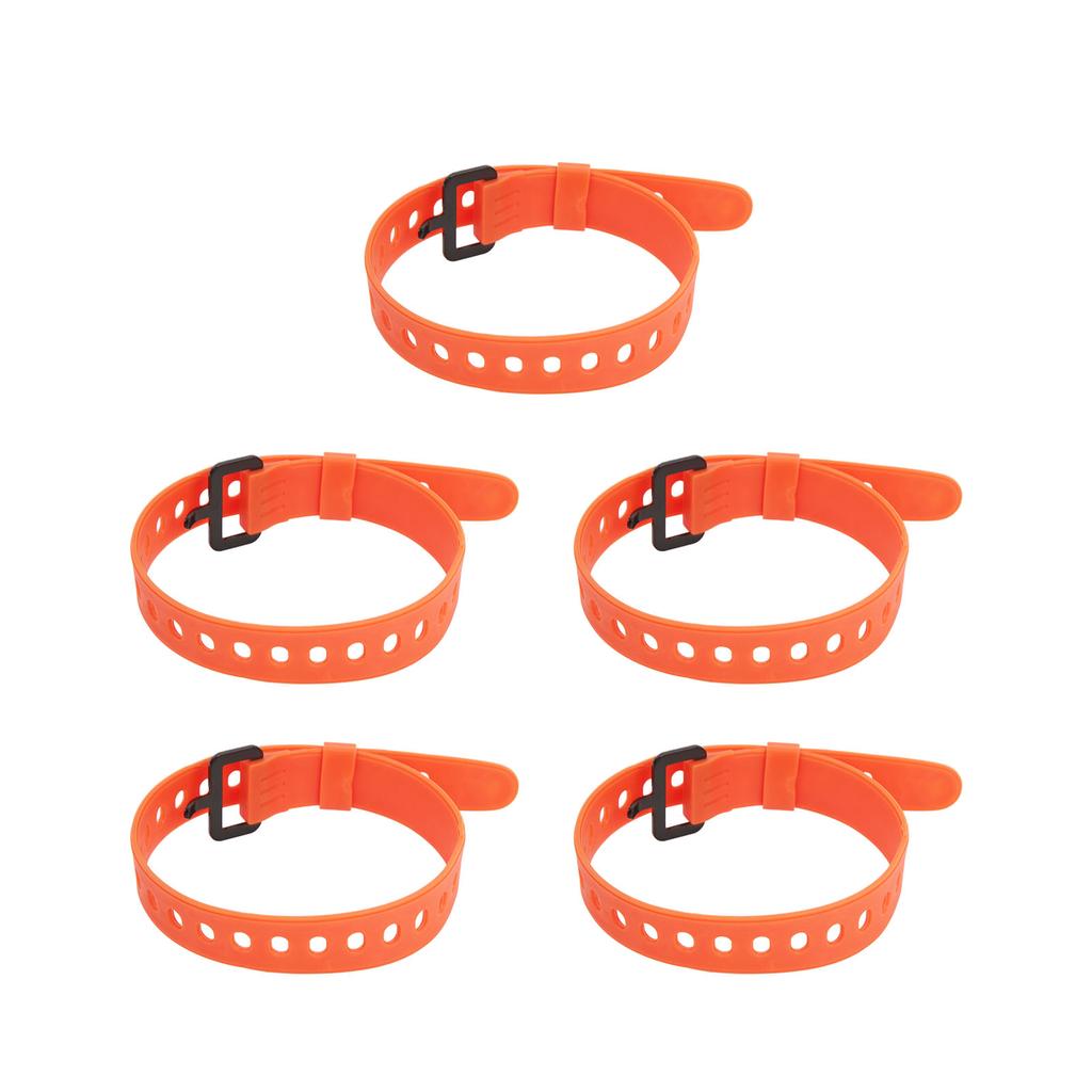 5Pcs Reusable Cable Tie Rubber Cable Strap Fastener Wire Organizer Iron Buckle Orange