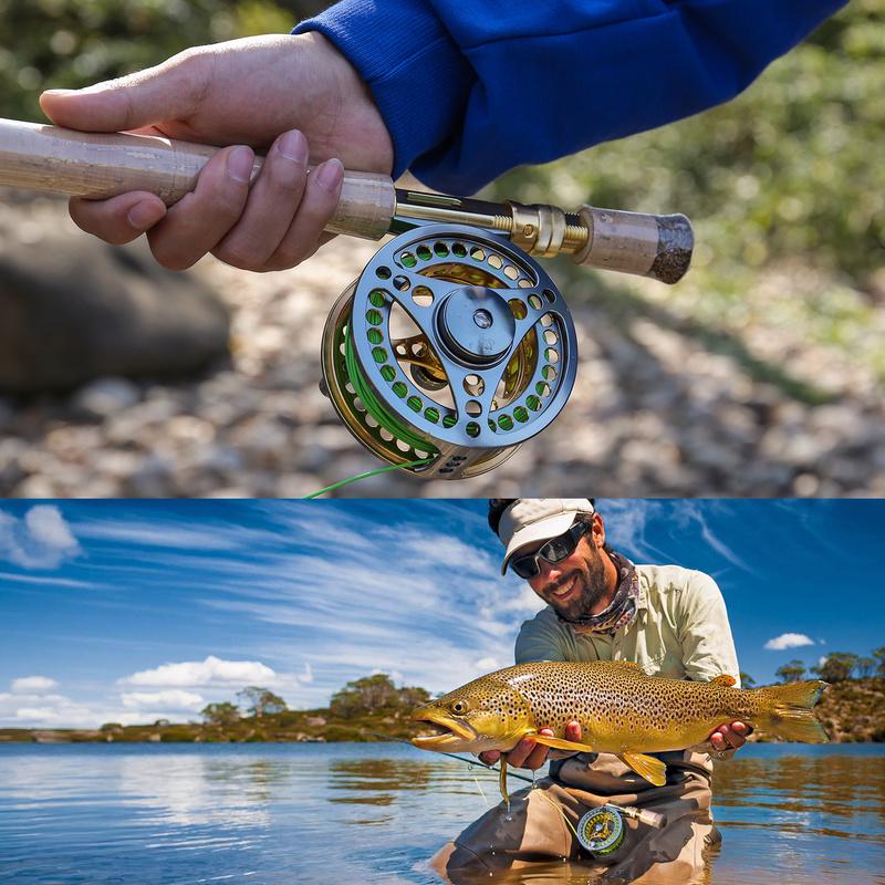 Fishing Rod and Reel Portable Combo Carbon Fiber Fly Fishing Pole with CNC-machined Reel Set