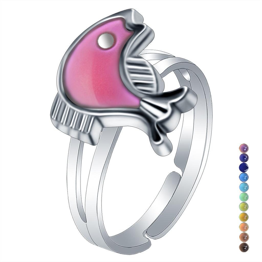 1Pcs Fashion Ring Simple Children's Princess Cartoon Cute Animal Temperature Change Ring