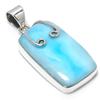 Natural Republic Larimar Gemstone 925 Solid Sterling Silver Pendant 1.75" M6q29