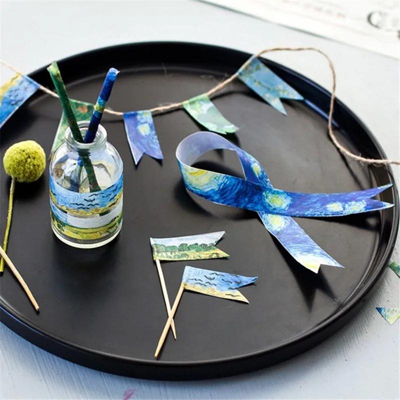 1,5 см Маскировочные ленты васи DIY Живопись Ван Гога Бумажная маскировочная лента Декоративные клейкие ленты Скрапбукинг Наклейки DIY Декоративная этикетка
