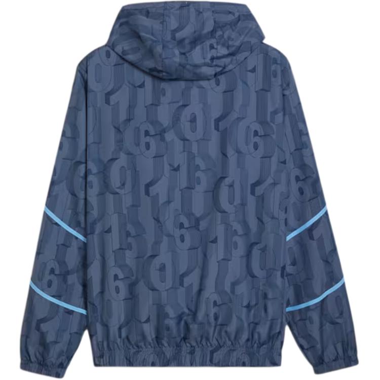 Puma Manchester City FC SS24 Модная свободная куртка на молнии с капюшоном Мужская верхняя одежда Темно-синий 777580-22