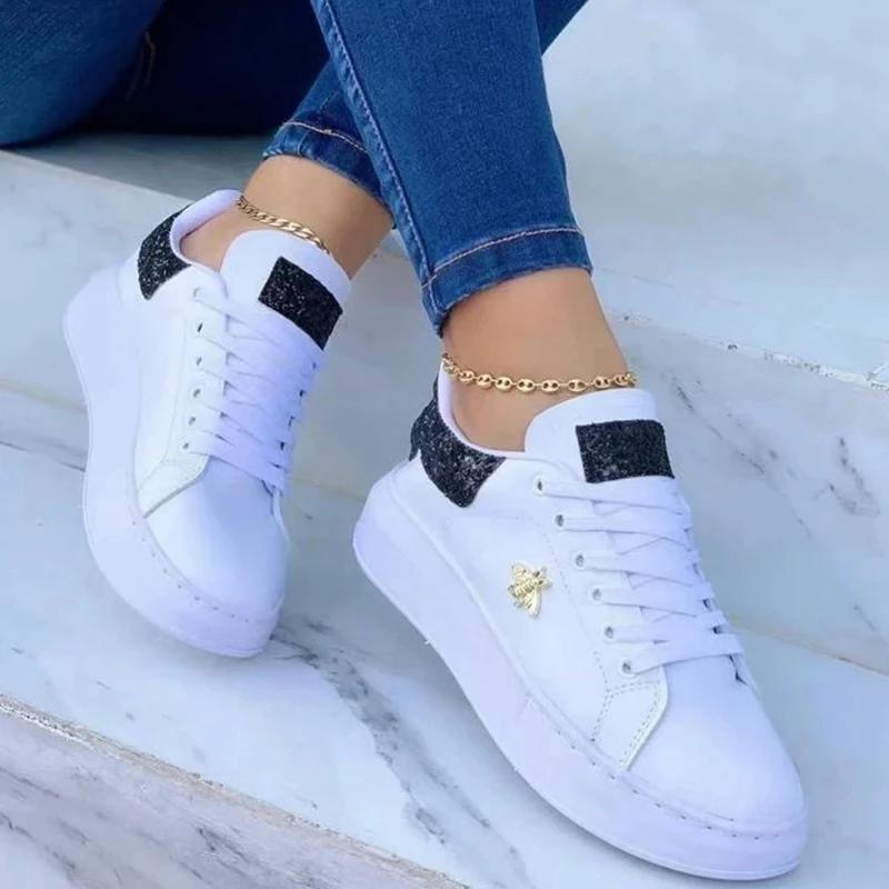 Осенняя обувь, водонепроницаемые белые кроссовки для женщин, корейская версия, повседневная спортивная обувь на шнуровке, женская вулканизированная обувь