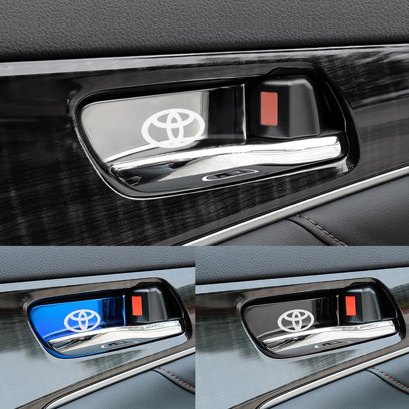 AAAP1 4pcs Car Interior Door Handle Ornament Case Sticker Shell Metal For Toyota Crown C-hr PRIUS 86 harrier Vellfire Alphard