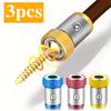 3pcs Universal Magnetic Ring Alloy Steel 1/4" Metal Screwdriver Bit Magnetic Ring Screwdriver Bit Magnetic Ring Accessories Drill