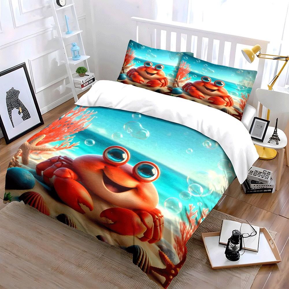 Ocean Beach Crab Prints Set Printed Bedding for Adults and Children's Rooms, Multiple Sizes, Three-Level Set Gift