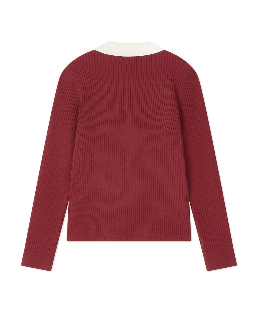 Antomas Collared Ribbed Knit Women'S - Wine
