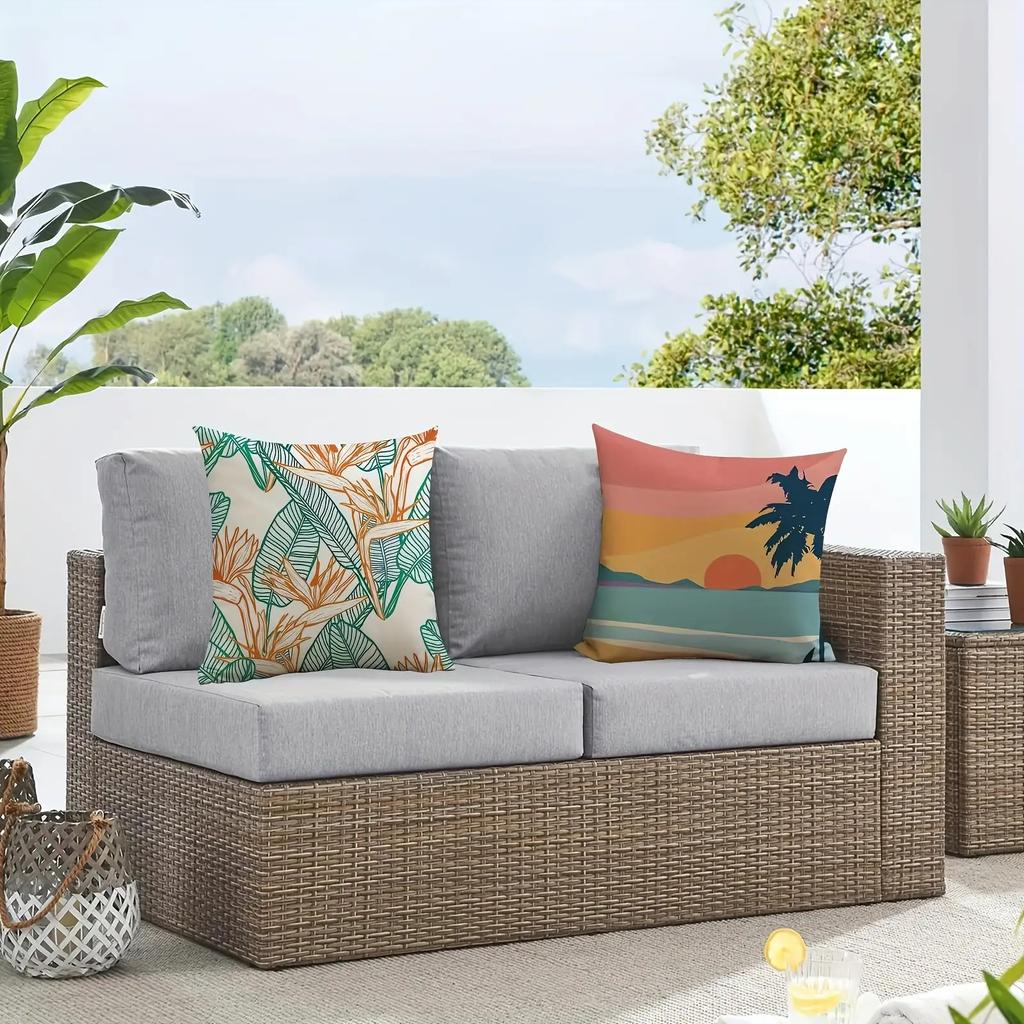 4Pcs Tropical Leaf Design Digital Printing Pillow Cover Short Plush Suitable Living Rooms Bedrooms Sofas Throw Cushion Cover