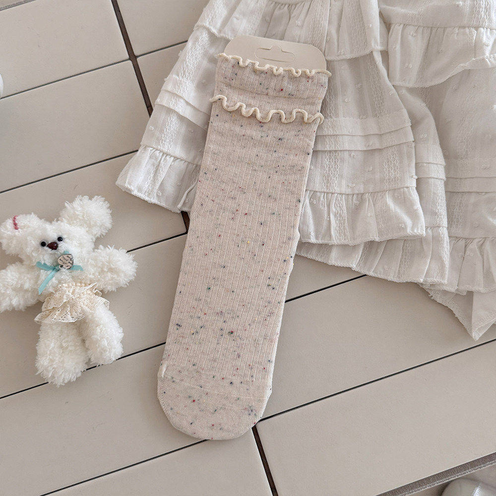 Bow Boneless Socks Women'S Spring Summer Thin Tube Socks Ballet Gray-Blue Korean Version Ins Stacking Socks Cotton Socks