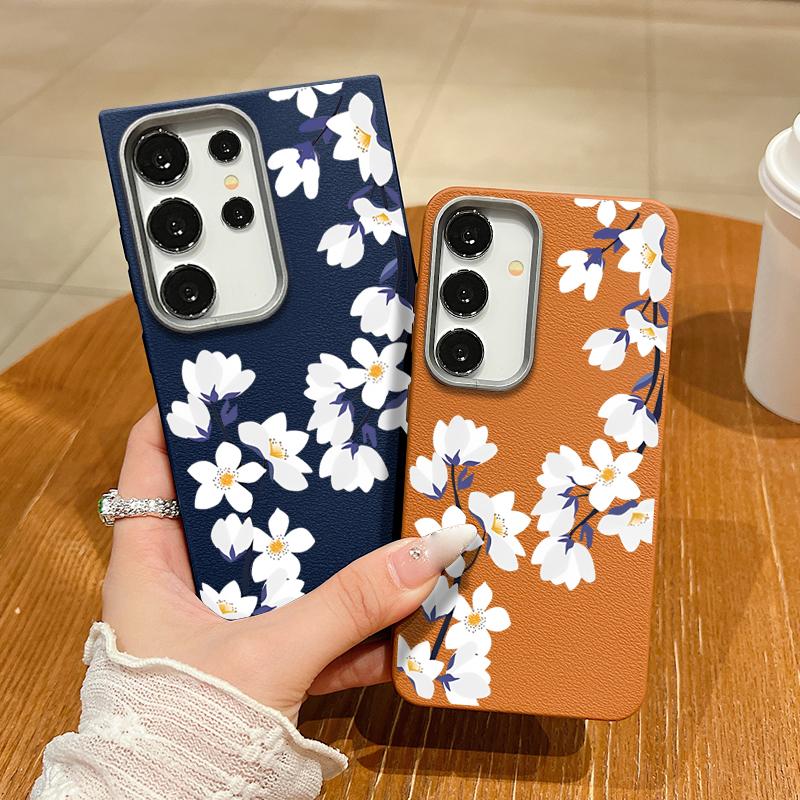 Чехол S25 Ultra Белый Цветок Магнолии для Samsung Galaxy S25 Ultra Capa S24 Ultra S22 Ultra S23 Plus S21 FE S20 5G Capa