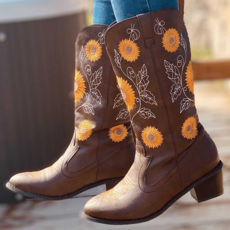 Модные новые вышитые этнические повседневные женские сапоги на танкетке большого размера короткие сапоги Martin Boots
