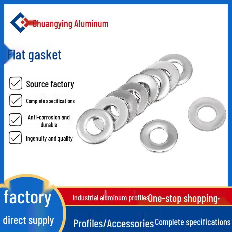 Industrial Aluminum Profile Metal Flat Washer, Carbon Steel Nickel Plated, Sizes M5, M6, M8 Connector.