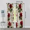 2pcs, Upscale Curtains 2D Print Red Roses & Golden Floral Pattern Polyester Woven (without Rod) All Seasons for Bedroom and