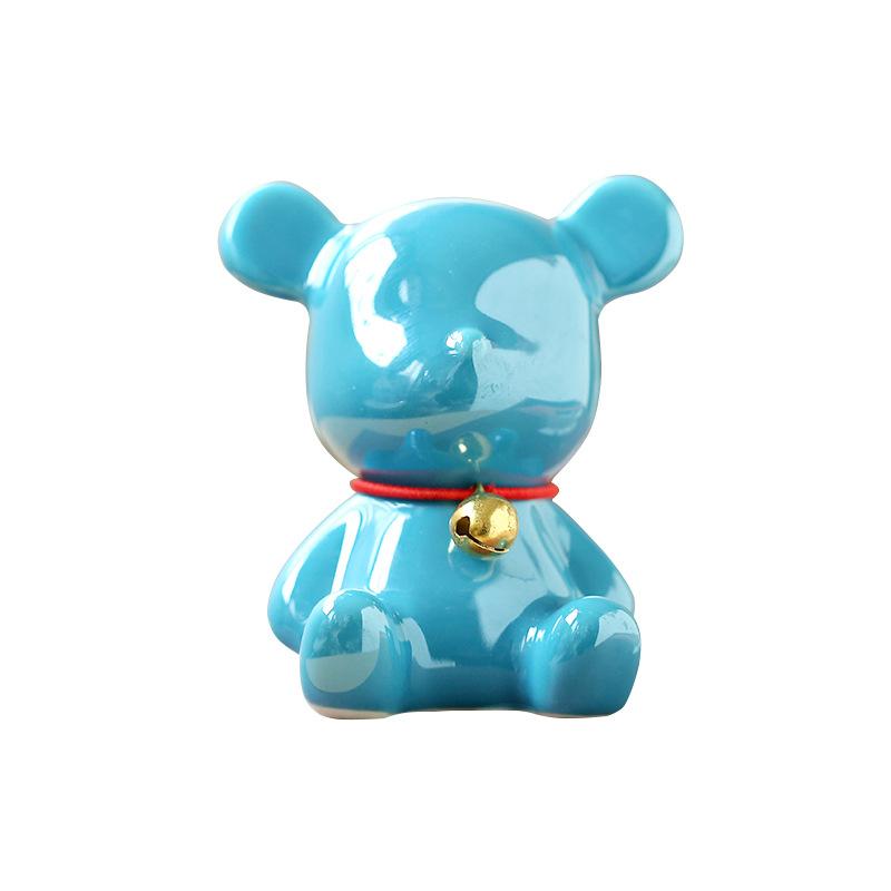 Гальванизированная керамическая скульптура свирепого медведя для рабочего стола, маленькое украшение для интерьера автомобиля, подарочная мультяшная творческая маленькая кукла