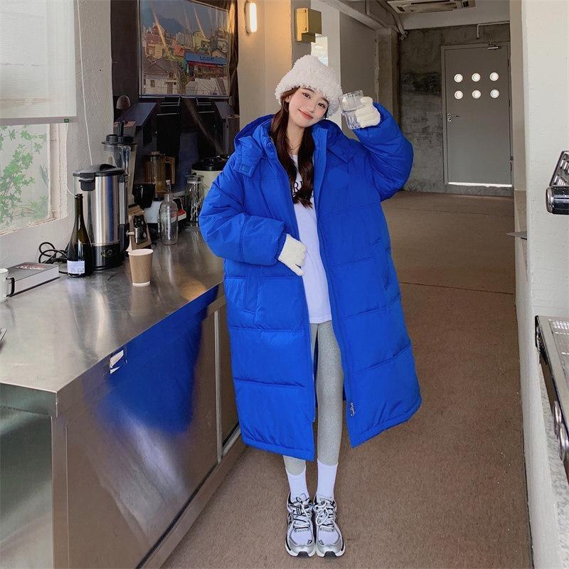 Women's Winter Down Jacket Medium Length Over Knee Loose Winter Cotton Jacket Thickened Coat