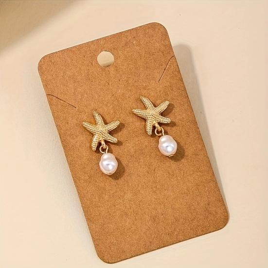 Starfish Earrings for Women Beachy Seashell Earrings Faux Pearl Dangle Earrings for Summer Beach Vacation Date Party