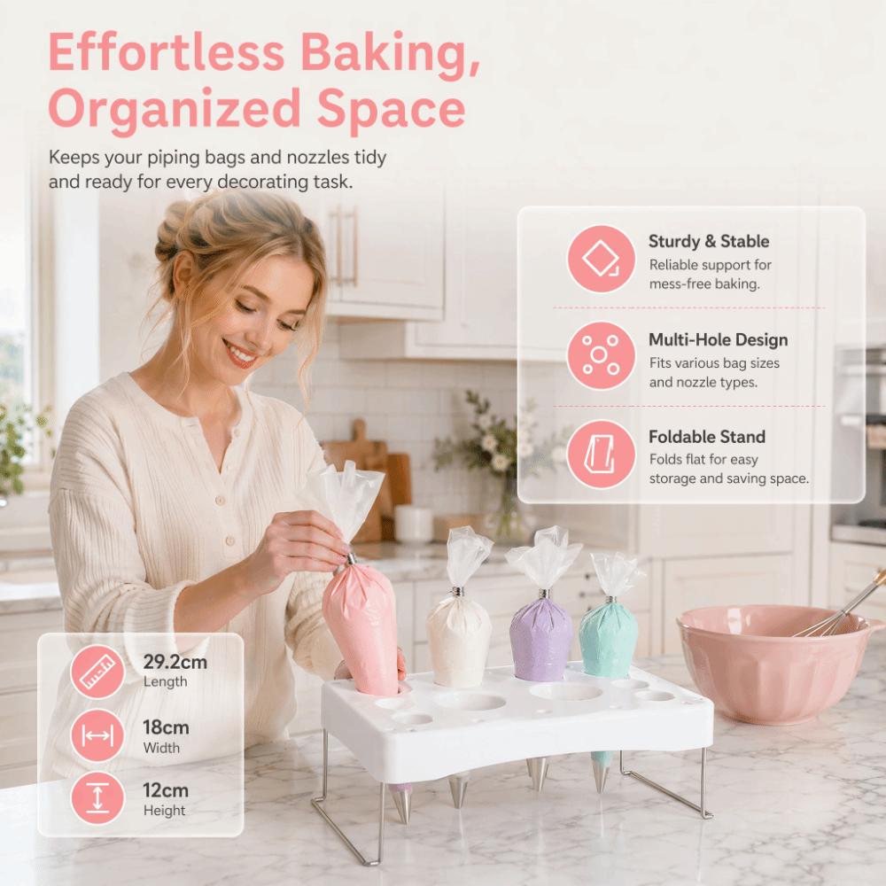 Stainless Steel Piping Bag Holder PP Baking Tool Practical Piping Bag Shelf Kitchen Storage