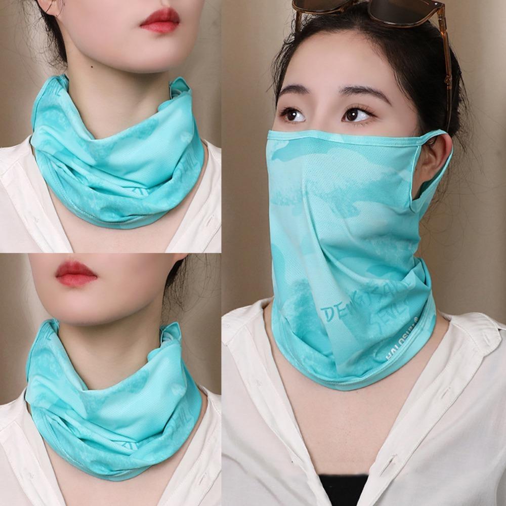 Ear Hanging Sunshade Veil Face Cover Shading Ice Silk Face Mask Sunscreen Face Mask Hiking