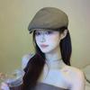 Large Brown Duckbill Newsboy Cap, Retro Japanese Beret, Plus Size, for Spring and Autumn.