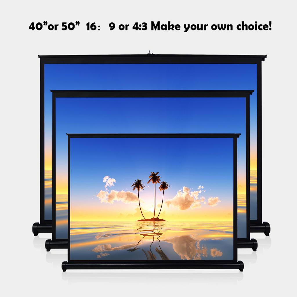 40-inch Portable HD Projector Screen 4:3 Foldable Projection Screen Durable Wall Mounted for