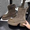 Платформа женские зимние ботильоны замшевые высокие каблуки дизайнерская обувь зимняя мода мотоциклетные ботинки 2024 тренд готические женские ботинки