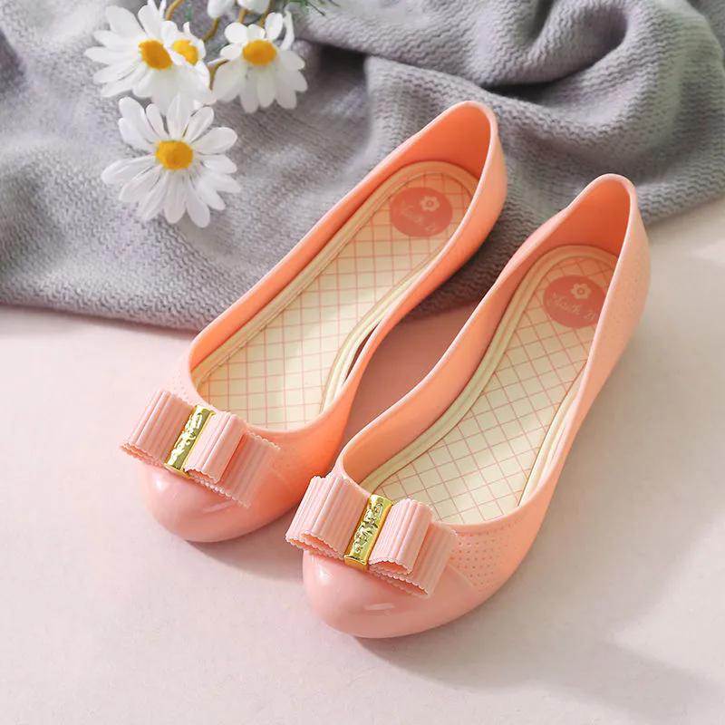 WTEMPO Однотонные непромокаемые туфли с неглубоким носком, водонепроницаемые рабочие туфли для женщин и взрослых, нескользящие, весна-лето, с бантом, большого размера