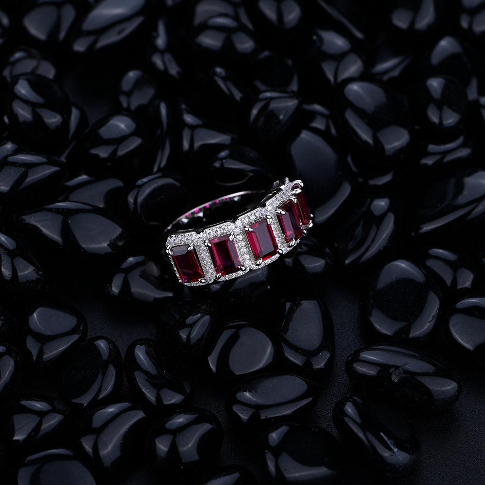 Fashion Luxury 4*6MM Ruby High Carbon Diamond Ring for Women Engagement Anniversary Gift 925 Sterling Silver Jewelry
