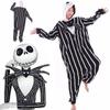 Cozy Nightmare Before Christmas Jack Pattern Sleepwear Jumpsuit With Hood And Tuxedo Design