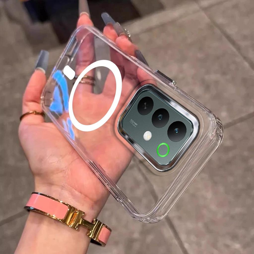 Прозрачный магнитный противоударный чехол MagSafe для realme C85 Pro C75 C67 C65 C55 C53 C51 C35 C33 C30 C25 C21 16 15 14 13 12 11