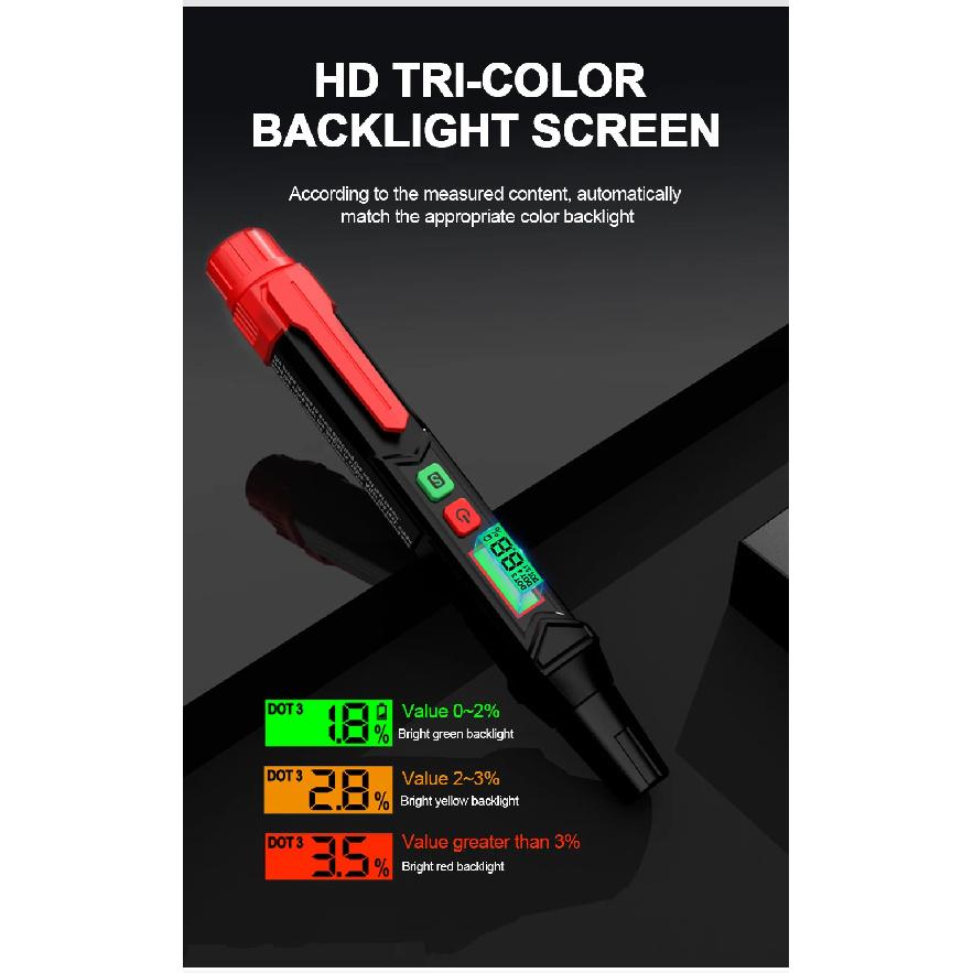 HT662 Brake Fluid Liquid Oil Tester with Sound and Light Alarm Analyzer Meter for DOT3/DOT4/DOT5.1 Brake Fluid Content Detector