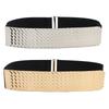 Women's Fashion Metal Elastic Belt with Fish Scale Pattern - Versatile Wide Elastic Waistband for Dresses