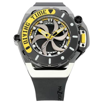 RIM Scuba желтые реверсивные двухциферблатные автоматические часы SUB01-BK115 100M мужские часы