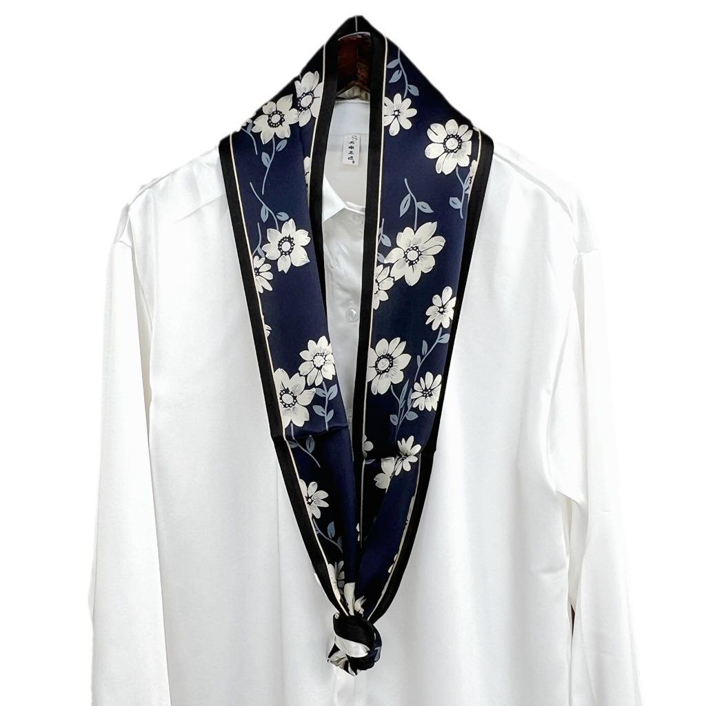 100% Mulberry Silk Authentic Silk Satin Streamer Long Tie Decorative Mulberry Silk Scarf Silk Scarf Women