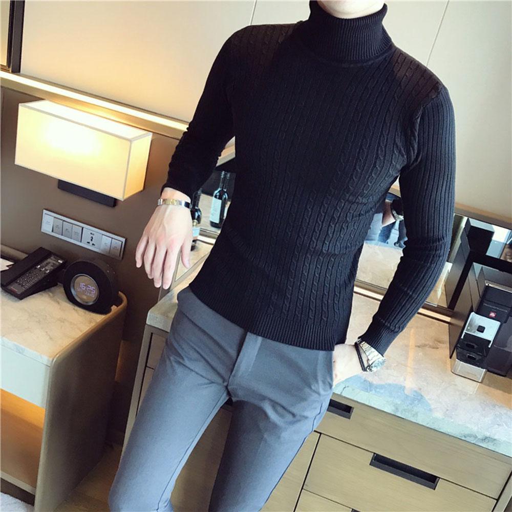 Men's Turtleneck Sweater Casual Slim Pullovers Bottoming Shirt Fall Winter Men's Sweater High Collar Knitted Sweaters