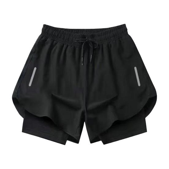 Men Swim Shorts Slim Fit Double Layers Quick Dry Conservative Breathable Swimming Drawstring Elastic Waist Swimming Trunks Water Sports Jogging Shorts