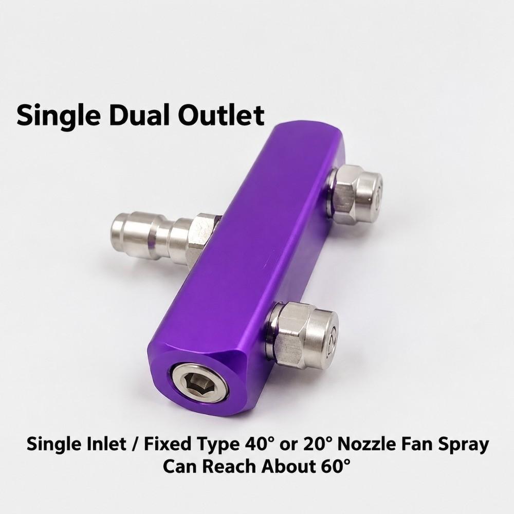 Aluminum Alloy Pressure Washer Nozzle Manifold Purple Car Washing Nozzle Adapter Window Cleaning
