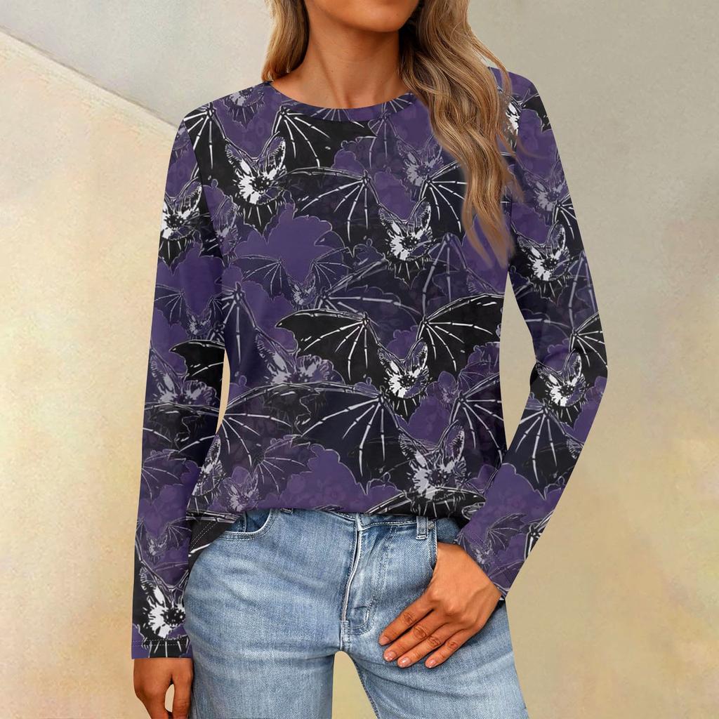 Женская свободная повседневная повседневная футболка с длинным рукавом и круглым вырезом, сплошной цвет, топ