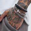 Stainless Steel Cross Bracelet 4 Pcs/Set Simple Men's Chain Handmade Black Beaded Bracelet Pulsera Hombre Free Shipping