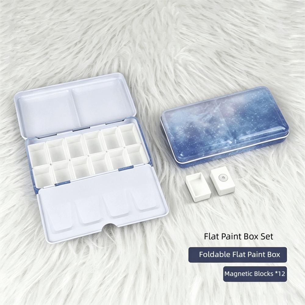 Metal Construction Watercolor Paint Box Small Size Folding Paint Box  For Gouache Painting